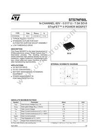 STS7NF60L Datasheet Cover