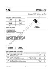 STTH6004W Datasheet Cover