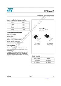 STTH602CFP Datasheet Cover