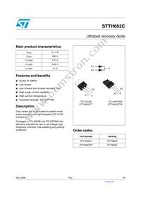 STTH602CT Datasheet Cover