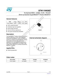 STW11NK90Z Datasheet Cover