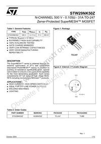 STW29NK50Z Datasheet Cover