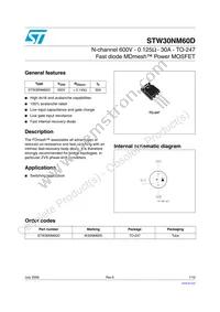 STW30NM60D Datasheet Cover