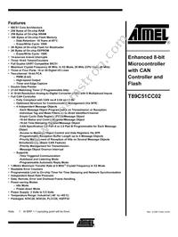 T89C51CC02UA-TDSIM Datasheet Cover