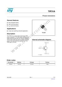 TIP31A Datasheet Cover