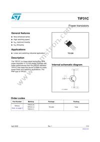 TIP31C Datasheet Cover