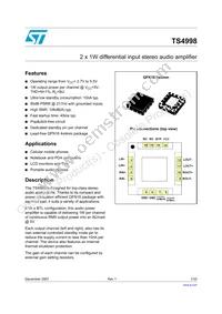 TS4998IQT Datasheet Cover