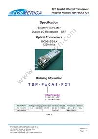 TSP-F1CA1-F21 Datasheet Cover