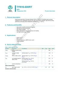 TYN16-600RTQ Datasheet Cover