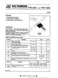 TYN804RG Datasheet Cover