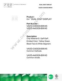 VAOD-A403G9-BW/45 Datasheet Cover