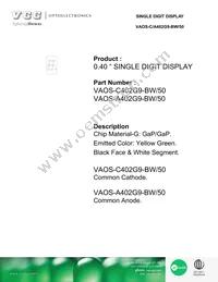 VAOS-A402G9-BW/50 Datasheet Cover