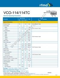 VCO-114TC Datasheet Cover