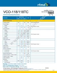 VCO-118TC Datasheet Cover