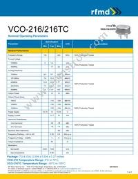 VCO-216 Datasheet Cover