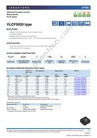 VLCF5020T-101MR27 Datasheet Cover
