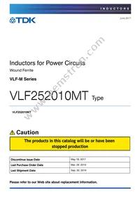 VLF252010MT-4R7M Datasheet Cover