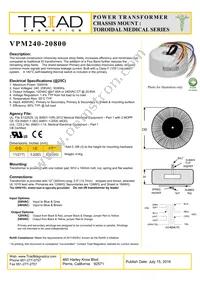 VPM240-20800 Datasheet Cover