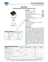 VS-HFA16TA60CSPBF Datasheet Cover