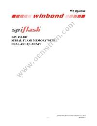 W25Q40BWUXIE TR Datasheet Cover