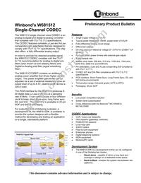 W681512S Datasheet Cover