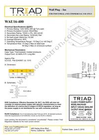 WAU16-400 Datasheet Cover