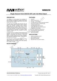 WM8259SCDS/V Datasheet Cover