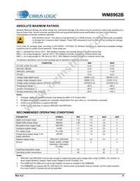 WM8962BECSN/R Datasheet Page 9