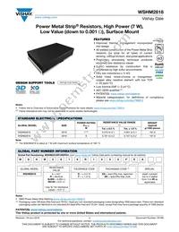 WSHM2818R0500FEA Datasheet Cover