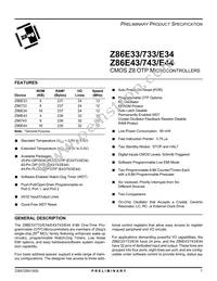 Z86E3312PEC Datasheet Cover