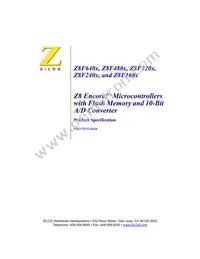 Z8F6402AR020SC00TR Datasheet Cover