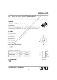 ZXM64P035GTA Datasheet Cover