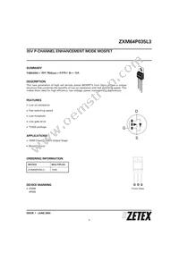 ZXM64P035L3 Datasheet Cover
