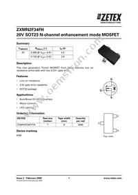 ZXMN2F34FHTA Datasheet Cover