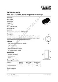 ZXTN25020BFHTA Datasheet Cover